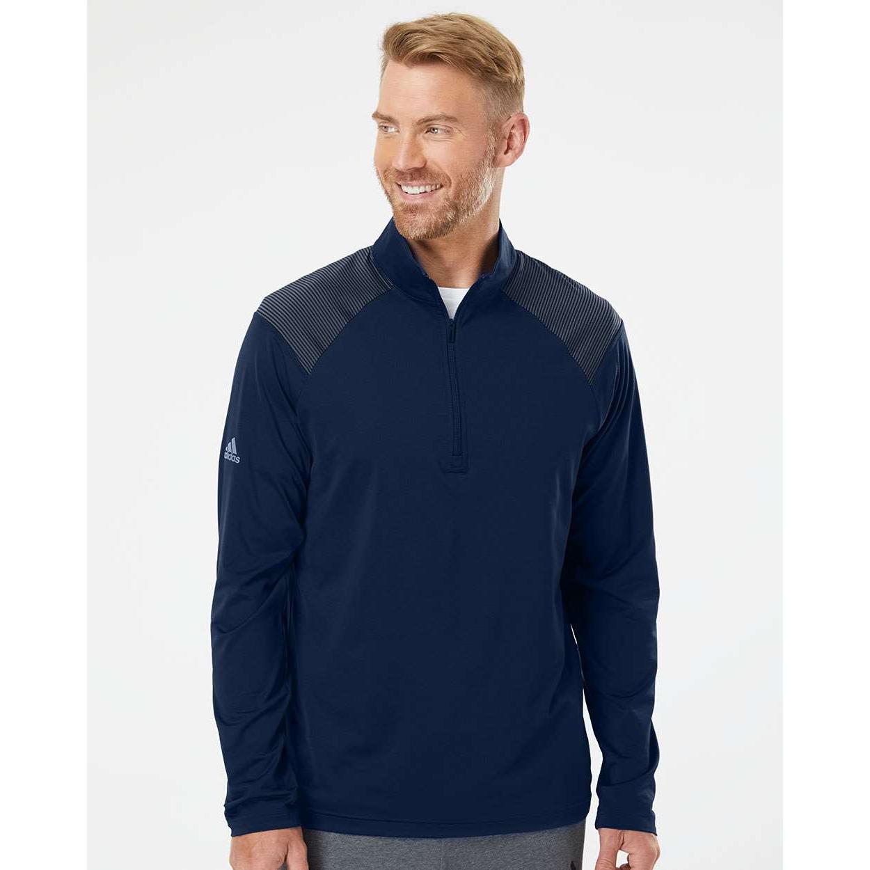 Adidas Shoulder Stripe Quarter-Zip Pullover with Custom Embroidery