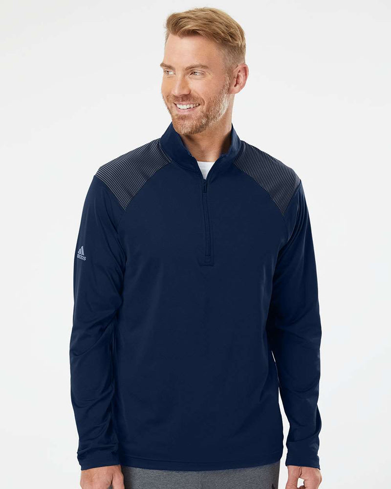 no-logo Adidas Shoulder Stripe Quarter-Zip Pullover-Athletics-Adidas-Thread Logic