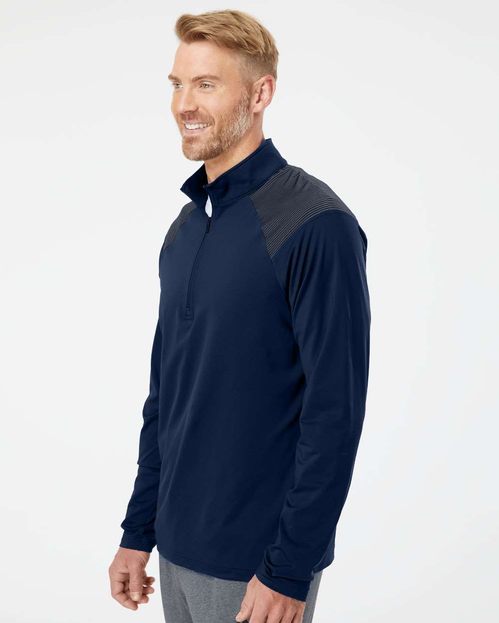 no-logo Adidas Shoulder Stripe Quarter-Zip Pullover-Athletics-Adidas-Thread Logic