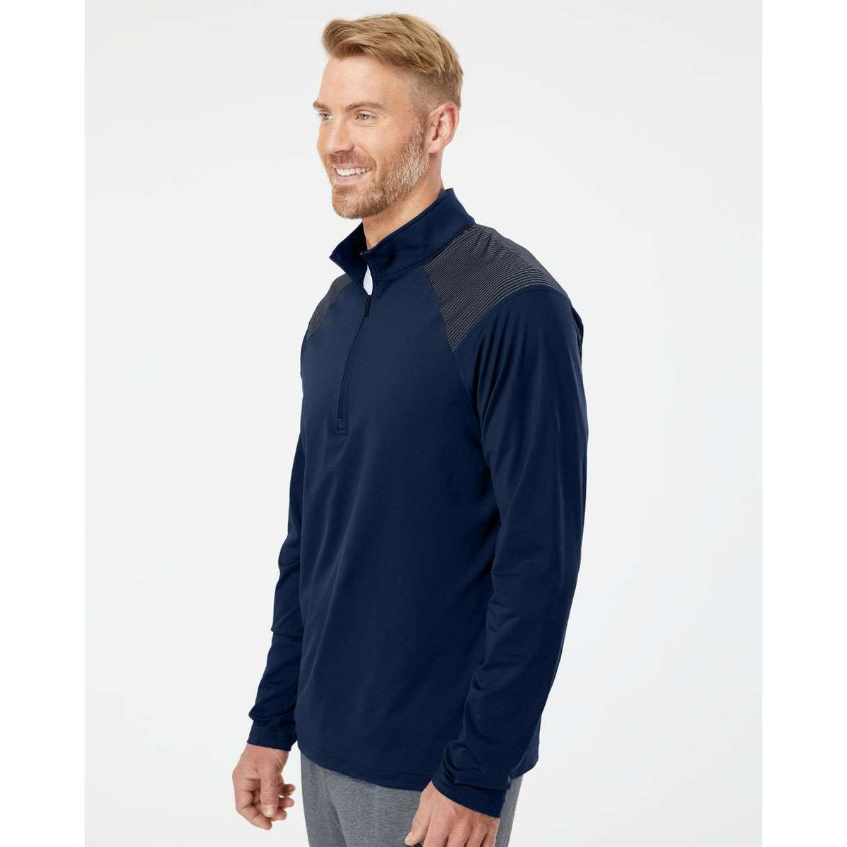 no-logo Adidas Shoulder Stripe Quarter-Zip Pullover-Athletics-Adidas-Thread Logic