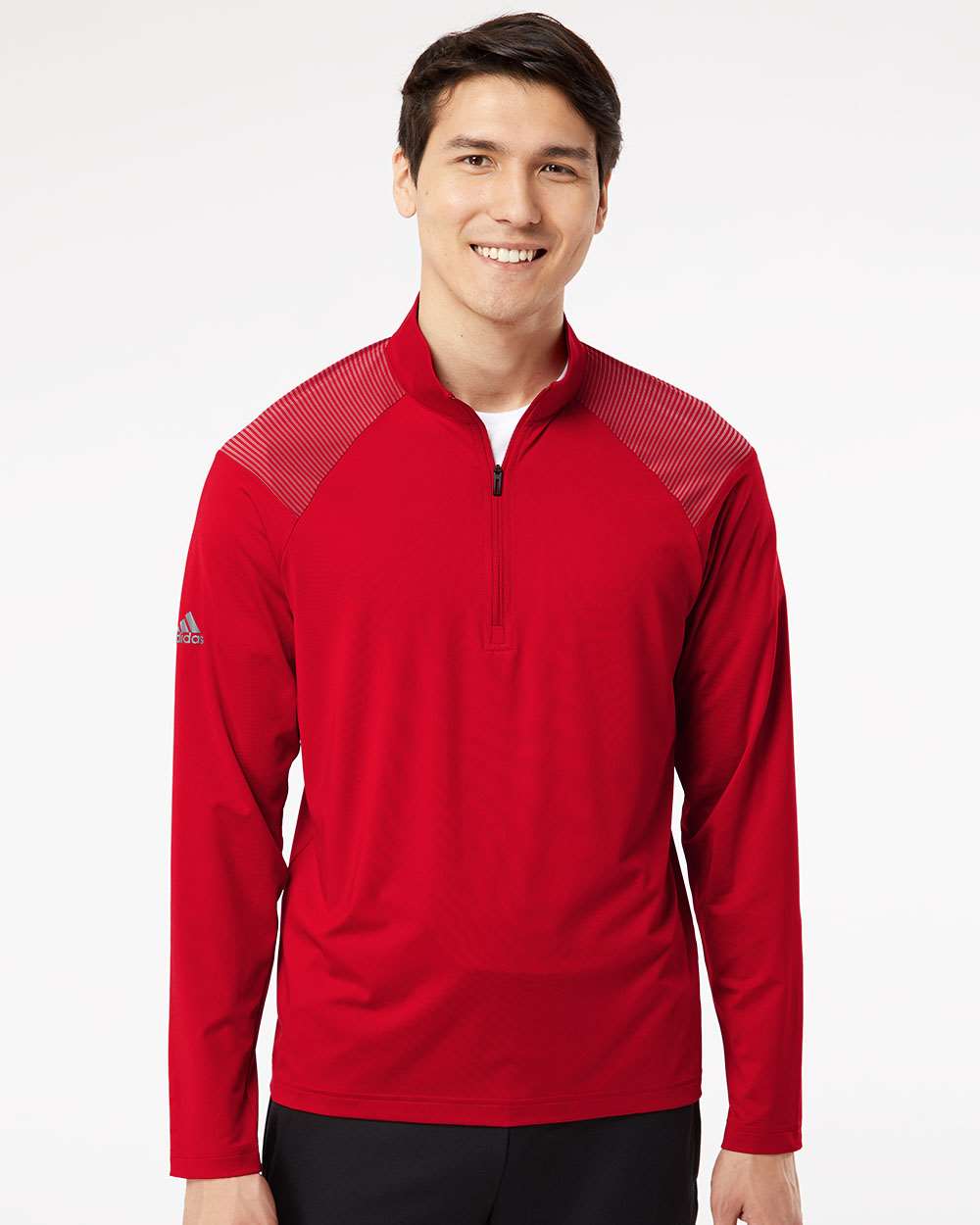 no-logo Adidas Shoulder Stripe Quarter-Zip Pullover-Athletics-Adidas-Thread Logic