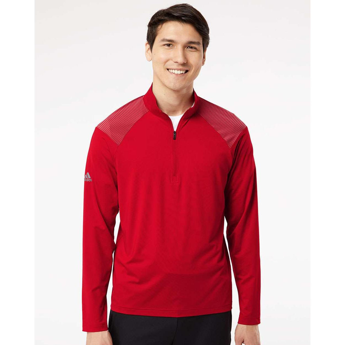 no-logo Adidas Shoulder Stripe Quarter-Zip Pullover-Athletics-Adidas-Thread Logic