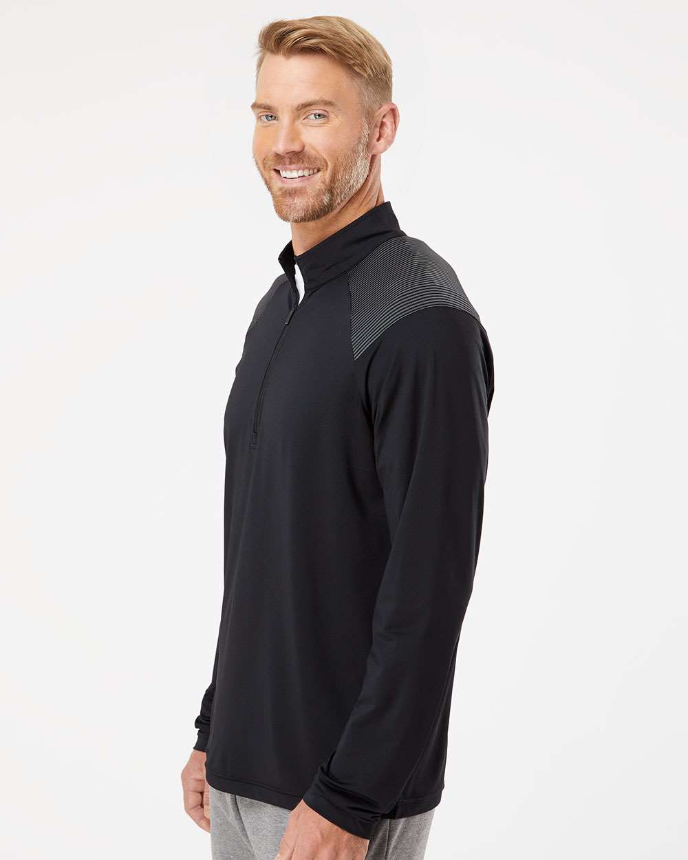 no-logo Adidas Shoulder Stripe Quarter-Zip Pullover-Athletics-Adidas-Thread Logic