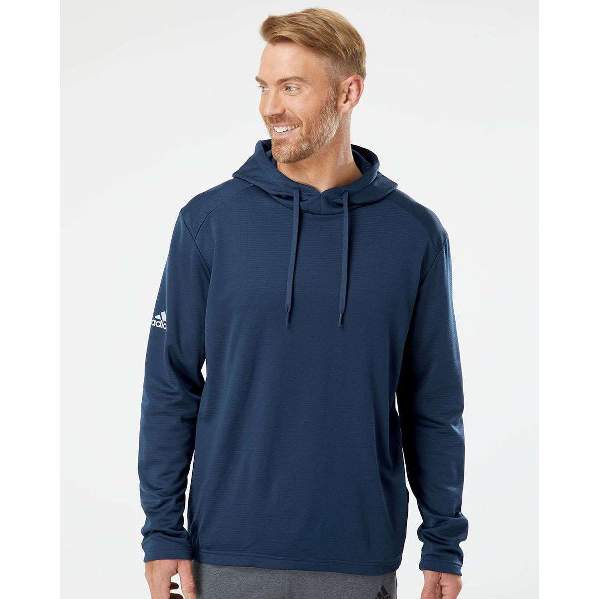 no-logo Adidas Textured Mixed Media Hooded Sweatshirt-Fleece-Adidas-Thread Logic