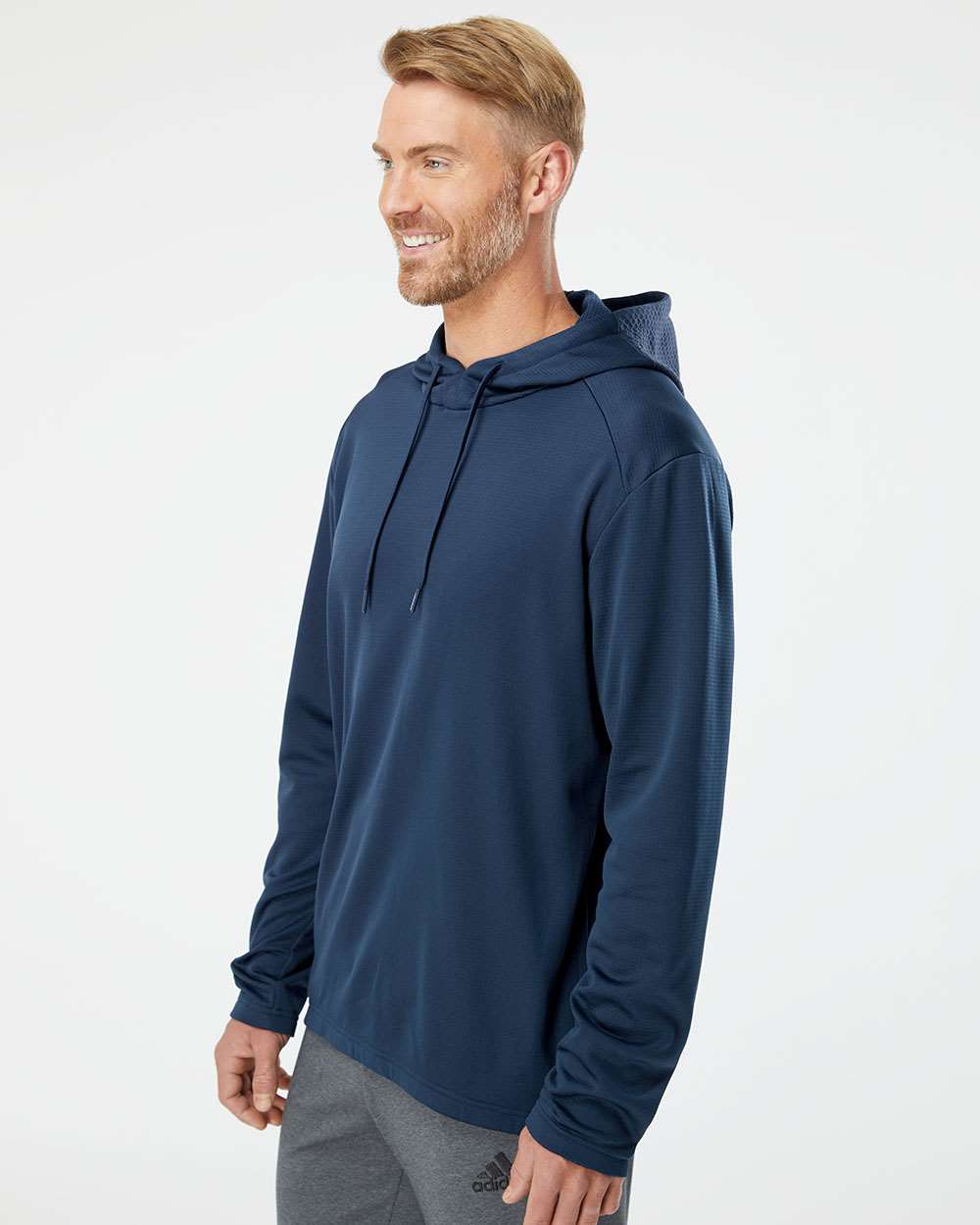 no-logo Adidas Textured Mixed Media Hooded Sweatshirt-Fleece-Adidas-Thread Logic