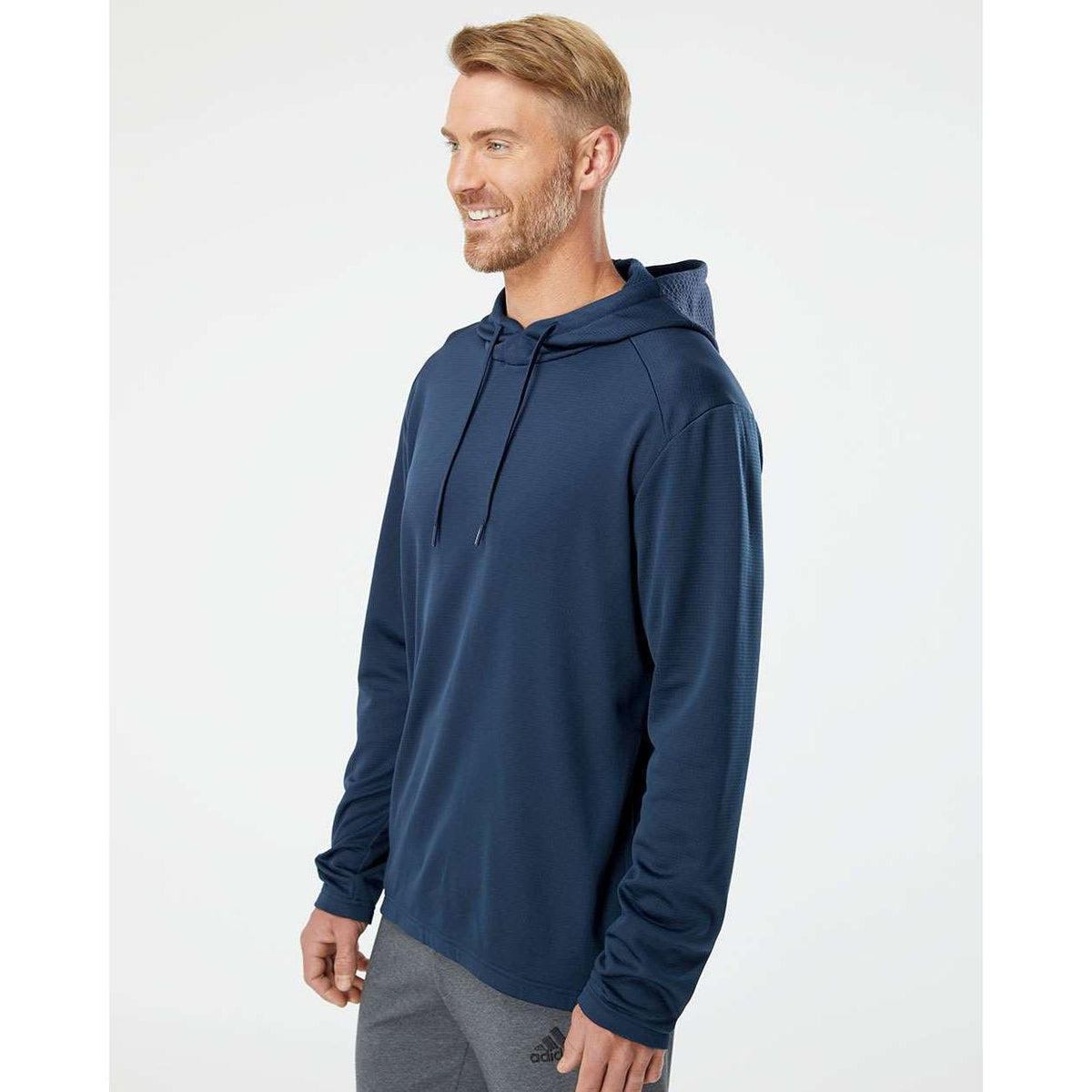 no-logo Adidas Textured Mixed Media Hooded Sweatshirt-Fleece-Adidas-Thread Logic