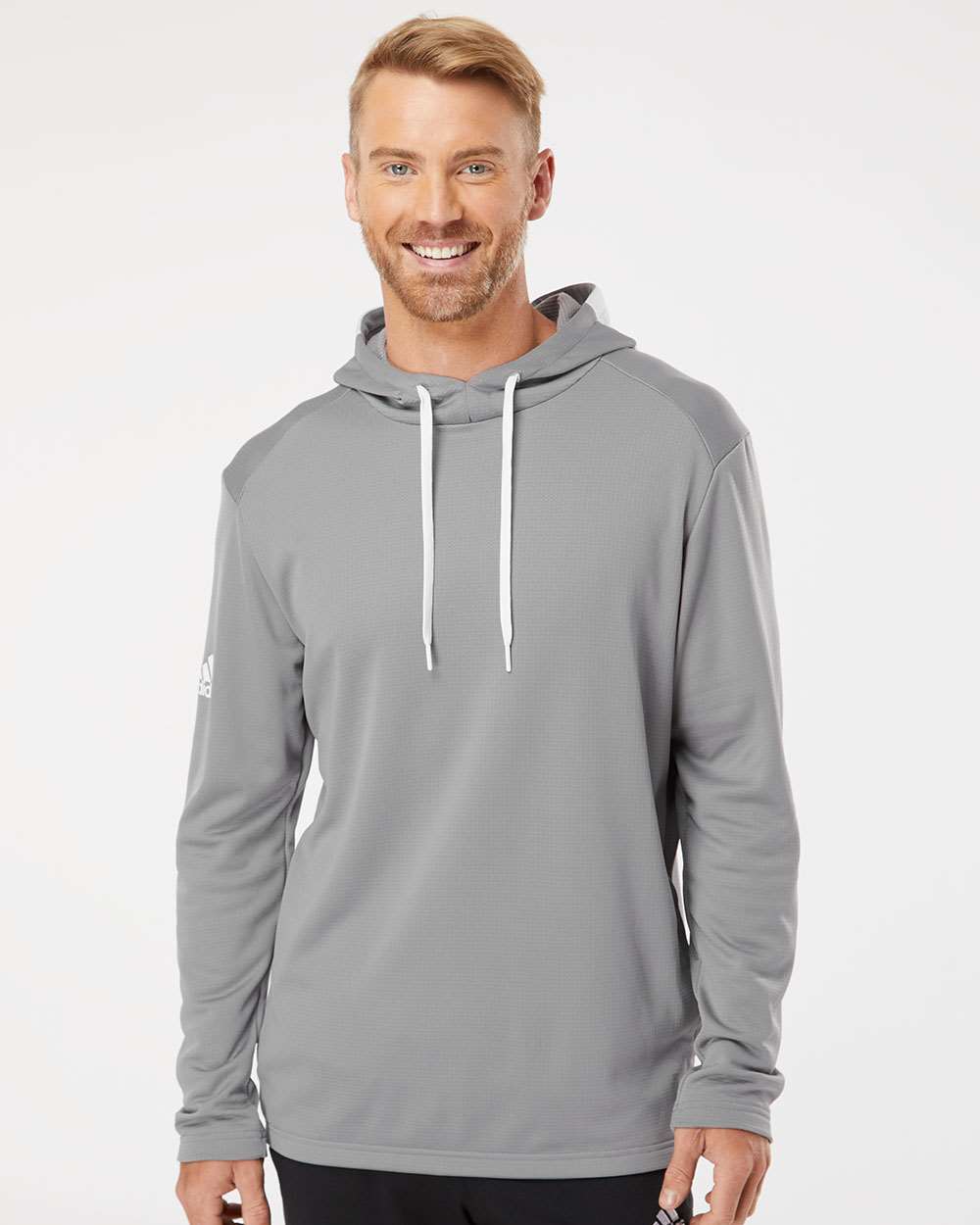 no-logo Adidas Textured Mixed Media Hooded Sweatshirt-Fleece-Adidas-Thread Logic