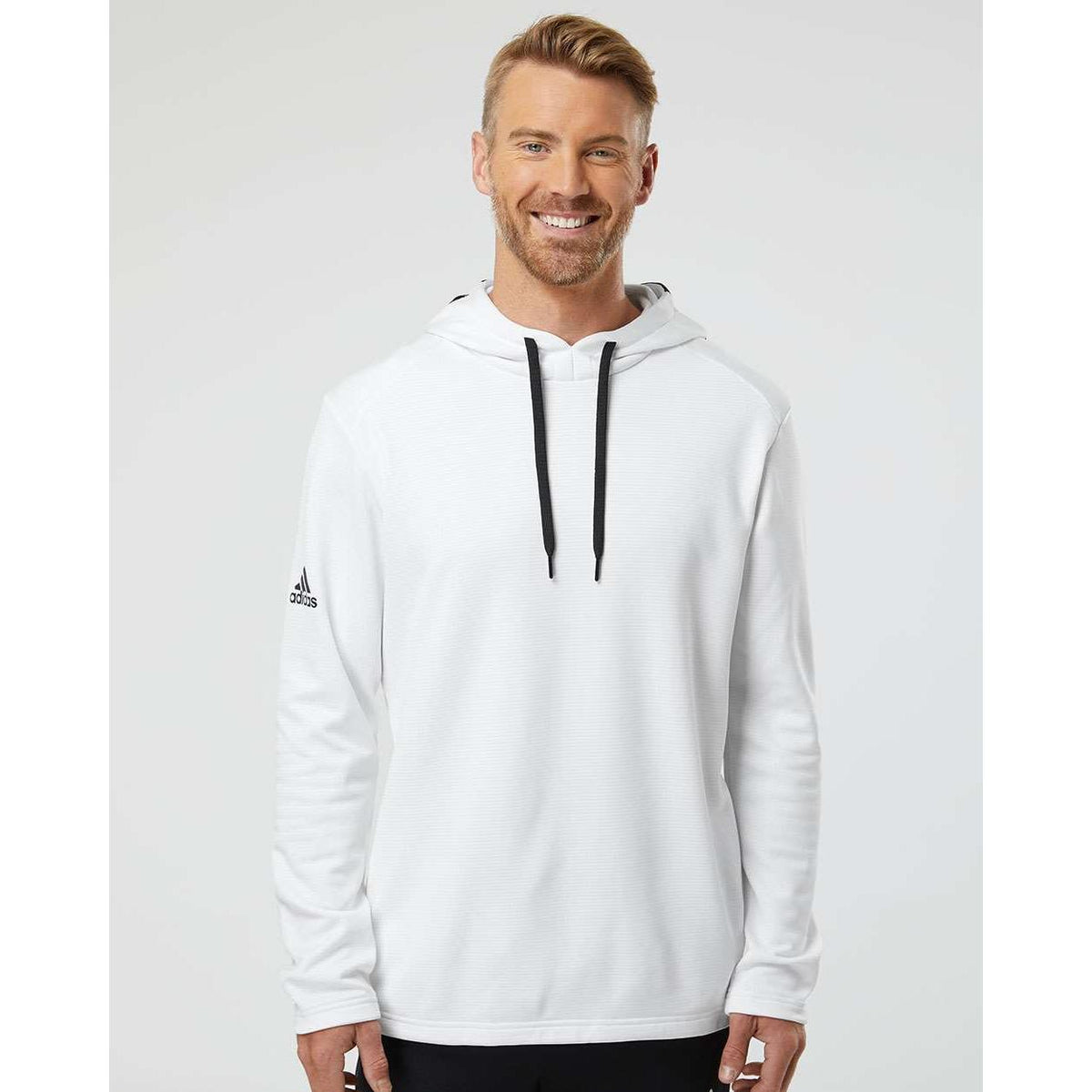 no-logo Adidas Textured Mixed Media Hooded Sweatshirt-Fleece-Adidas-Thread Logic