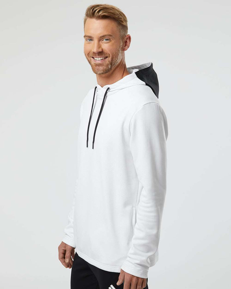 no-logo Adidas Textured Mixed Media Hooded Sweatshirt-Fleece-Adidas-Thread Logic