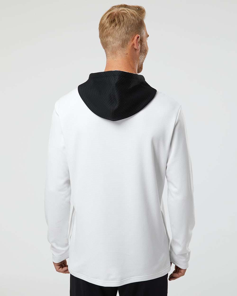 no-logo Adidas Textured Mixed Media Hooded Sweatshirt-Fleece-Adidas-Thread Logic