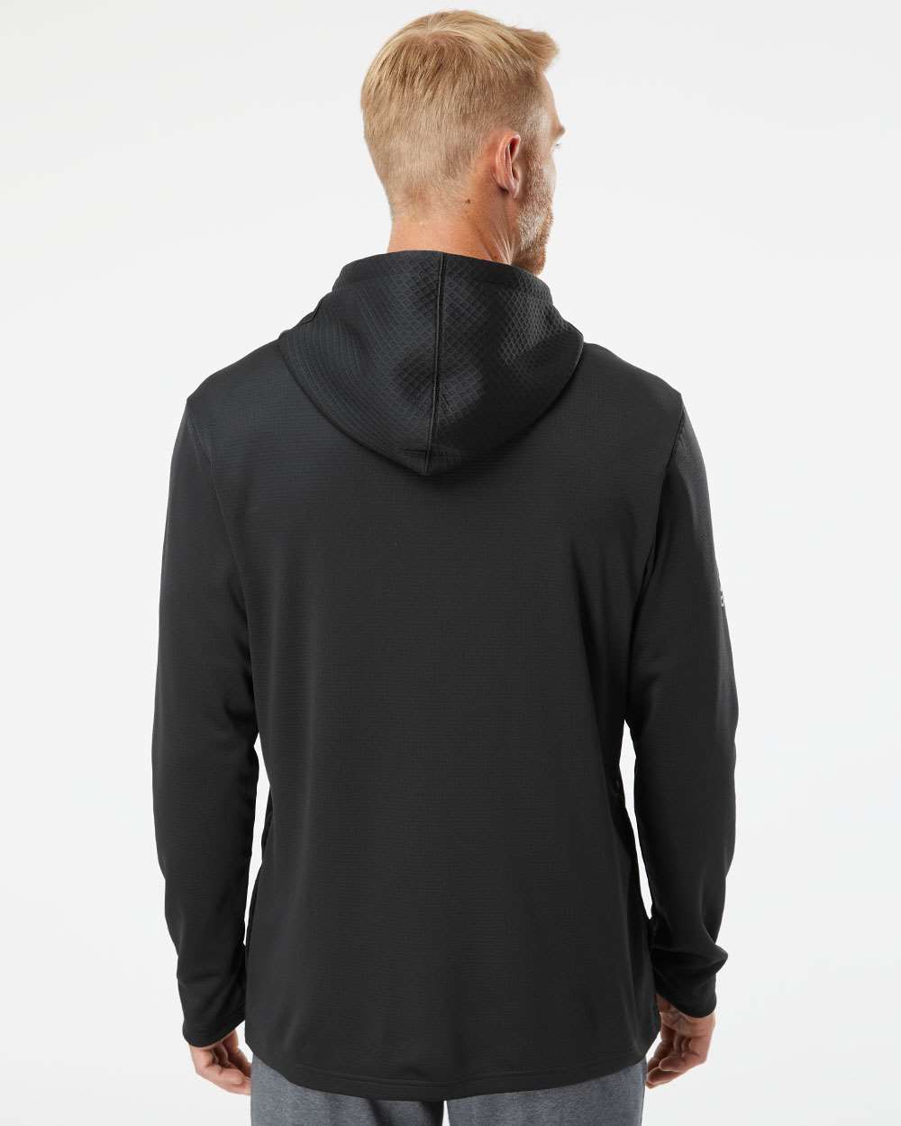no-logo Adidas Textured Mixed Media Hooded Sweatshirt-Fleece-Adidas-Thread Logic