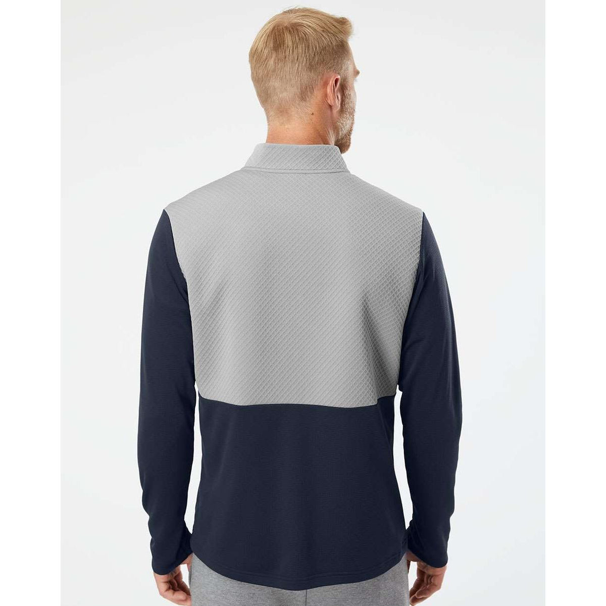 no-logo Adidas Textured Mixed Media Quarter-Zip Pullover-Outerwear-Adidas-Thread Logic