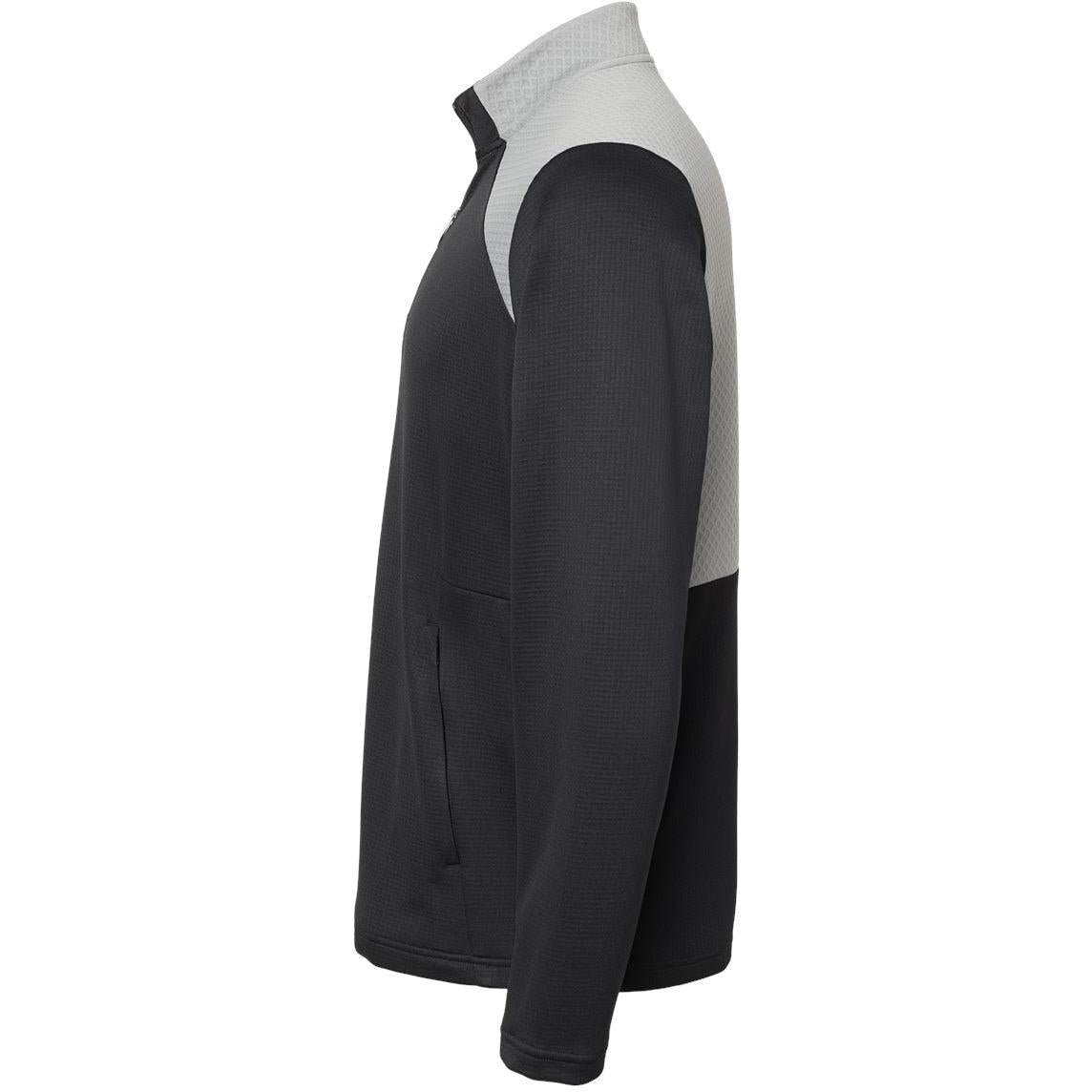 no-logo Adidas Textured Mixed Media Quarter-Zip Pullover-Outerwear-Adidas-Thread Logic