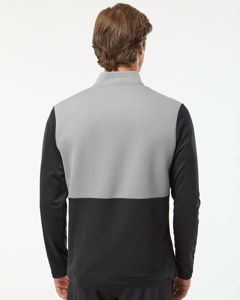 no-logo Adidas Textured Mixed Media Quarter-Zip Pullover-Outerwear-Adidas-Thread Logic