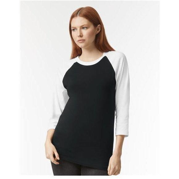 no-logo American Apparel CVC Raglan Tee-Apparel-American Apparel-Black/ White-S-Thread Logic