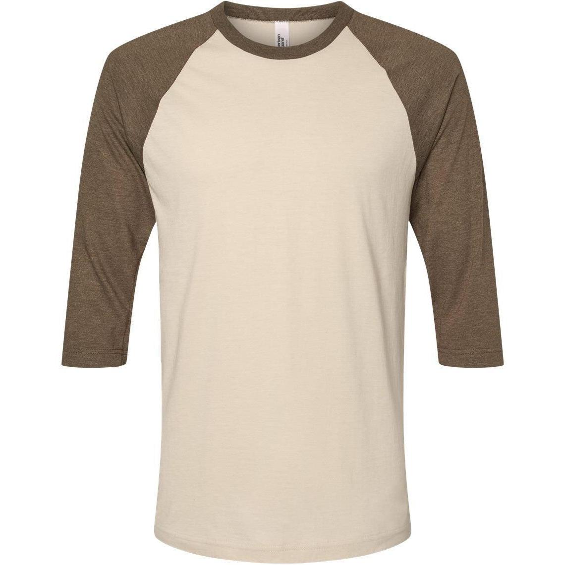 no-logo American Apparel CVC Raglan Tee-Apparel-American Apparel-Heather Bone/ Heather Army-S-Thread Logic
