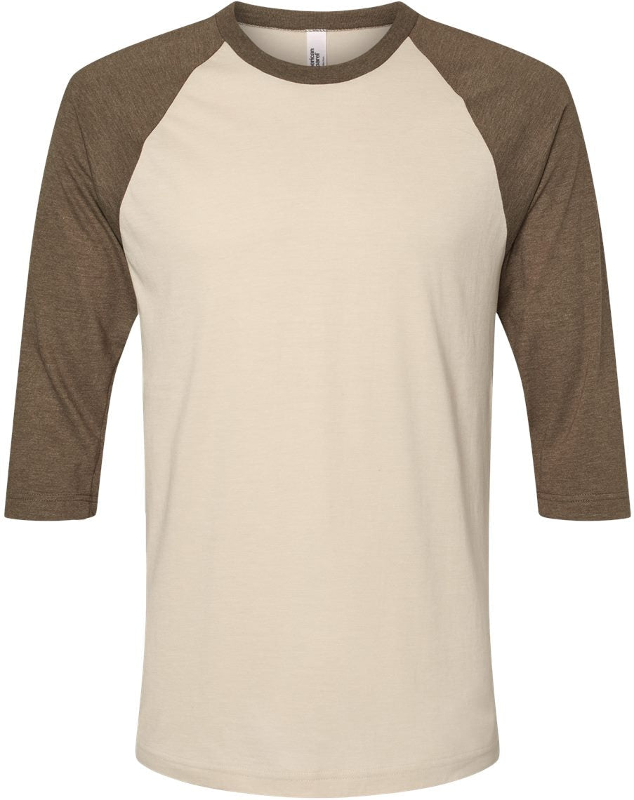 American Apparel CVC Raglan Tee-Apparel-American Apparel-Heather Bone/ Heather Army-S-Thread Logic