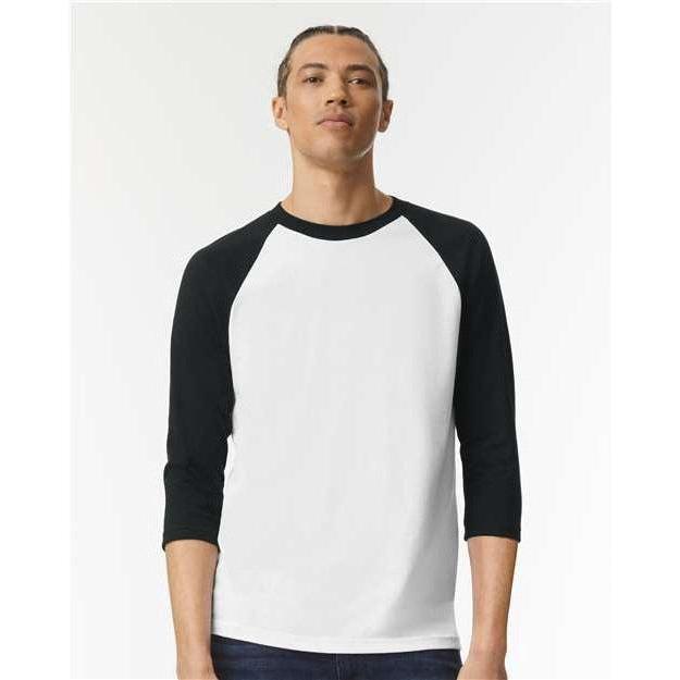 no-logo American Apparel CVC Raglan Tee-Apparel-American Apparel-White/ Black-S-Thread Logic