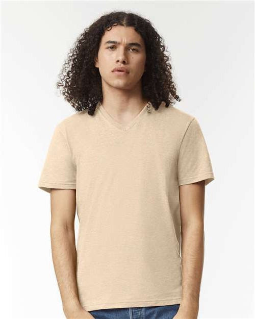 no-logo American Apparel CVC V-Neck Tee-Apparel-American Apparel-Heather Bone-S-Thread Logic
