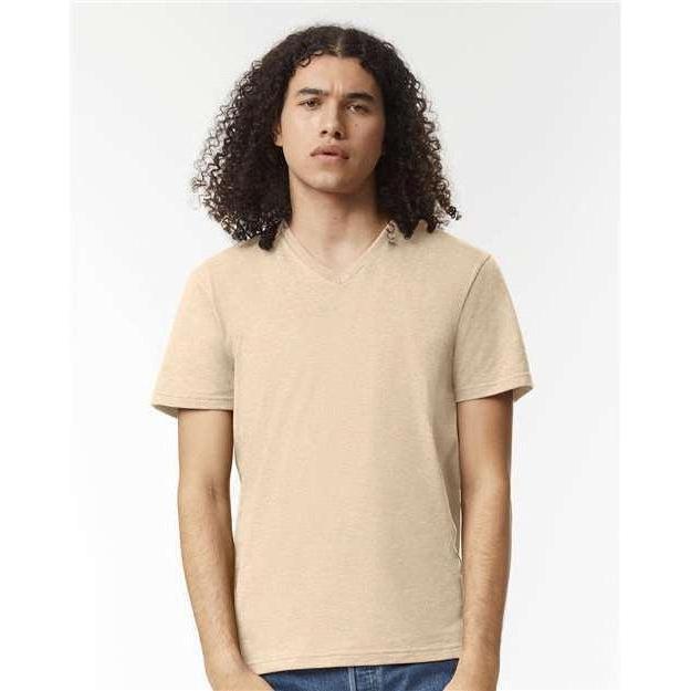 no-logo American Apparel CVC V-Neck Tee-Apparel-American Apparel-Heather Bone-S-Thread Logic