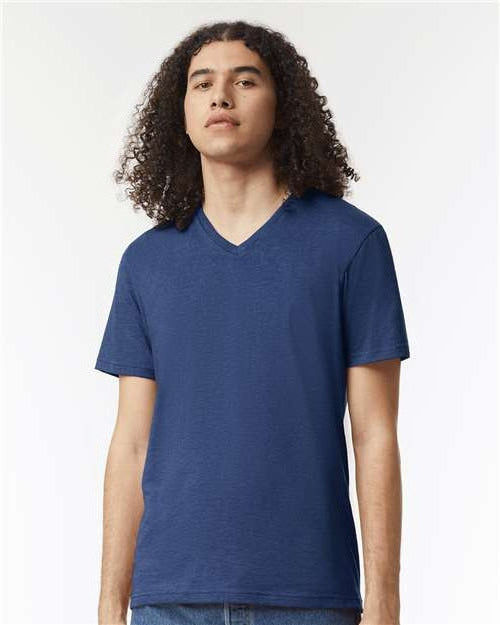 no-logo American Apparel CVC V-Neck Tee-Apparel-American Apparel-Heather Indigo-S-Thread Logic