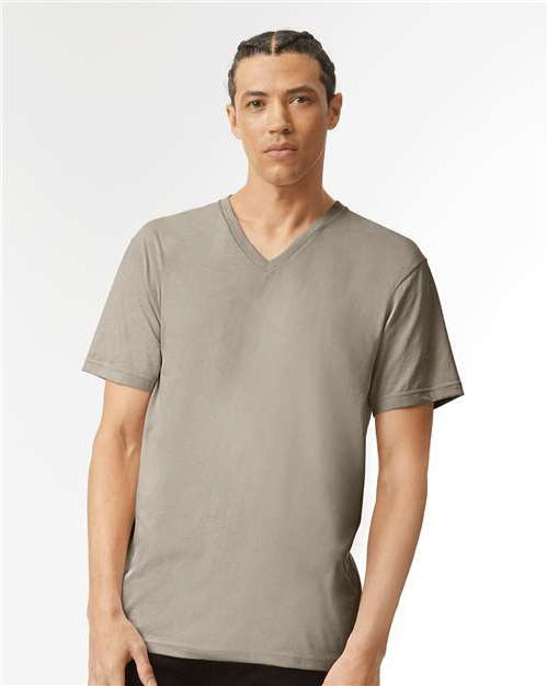 no-logo American Apparel CVC V-Neck Tee-Apparel-American Apparel-Heather Khaki-S-Thread Logic
