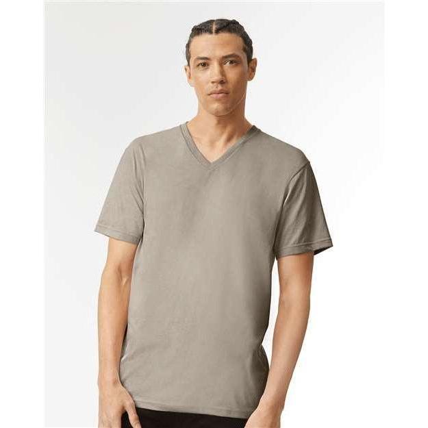 no-logo American Apparel CVC V-Neck Tee-Apparel-American Apparel-Heather Khaki-S-Thread Logic