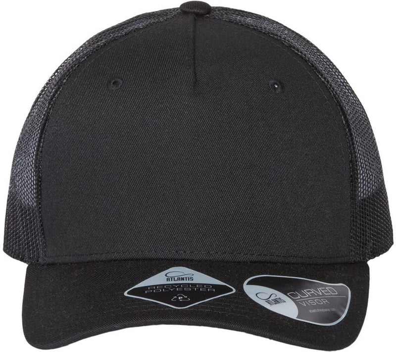 Atlantis Headwear Sustainable Five-Panel Trucker Cap-Apparel-Atlantis Headwear-Black/ Black-Adjustable-Thread Logic 