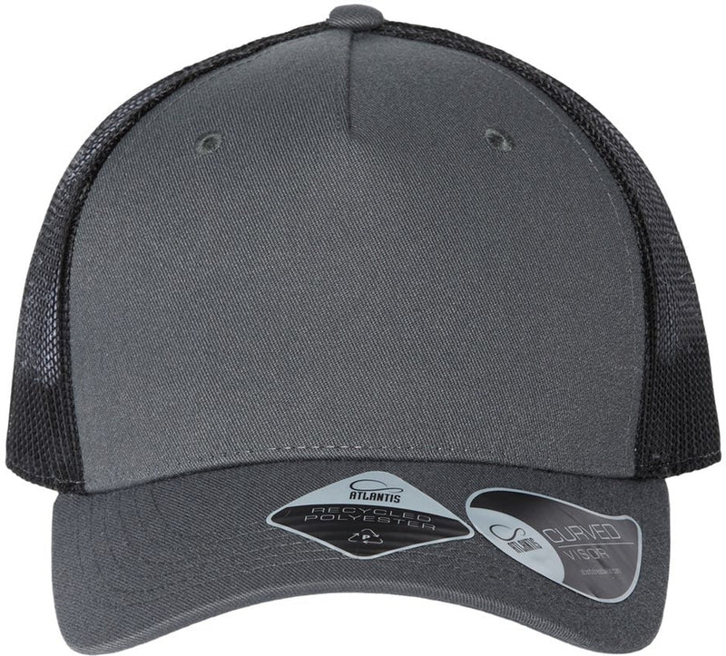 Atlantis Headwear Sustainable Five-Panel Trucker Cap-Apparel-Atlantis Headwear-Dark Grey/ Black-Adjustable-Thread Logic 