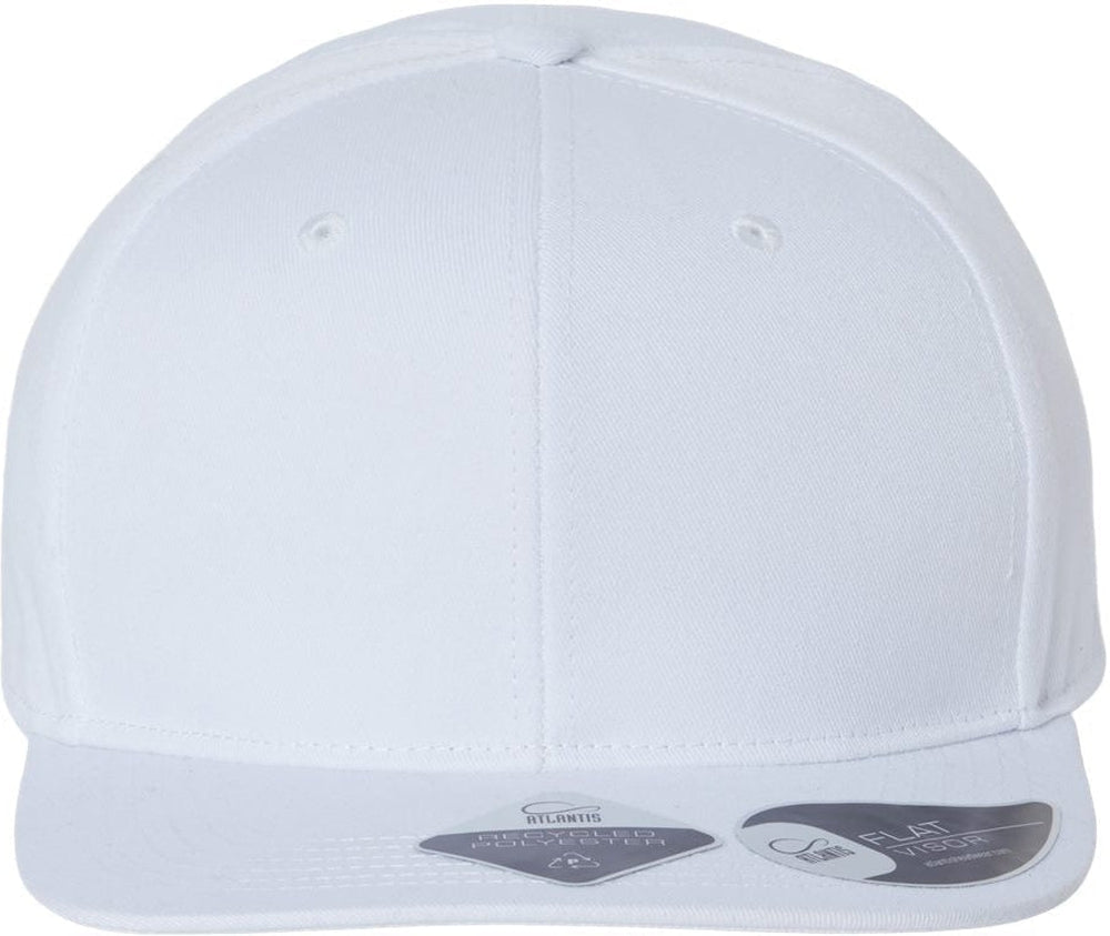 Atlantis Headwear Sustainable Flat Bill Cap-Apparel-Atlantis Headwear-White-Adjustable-Thread Logic 