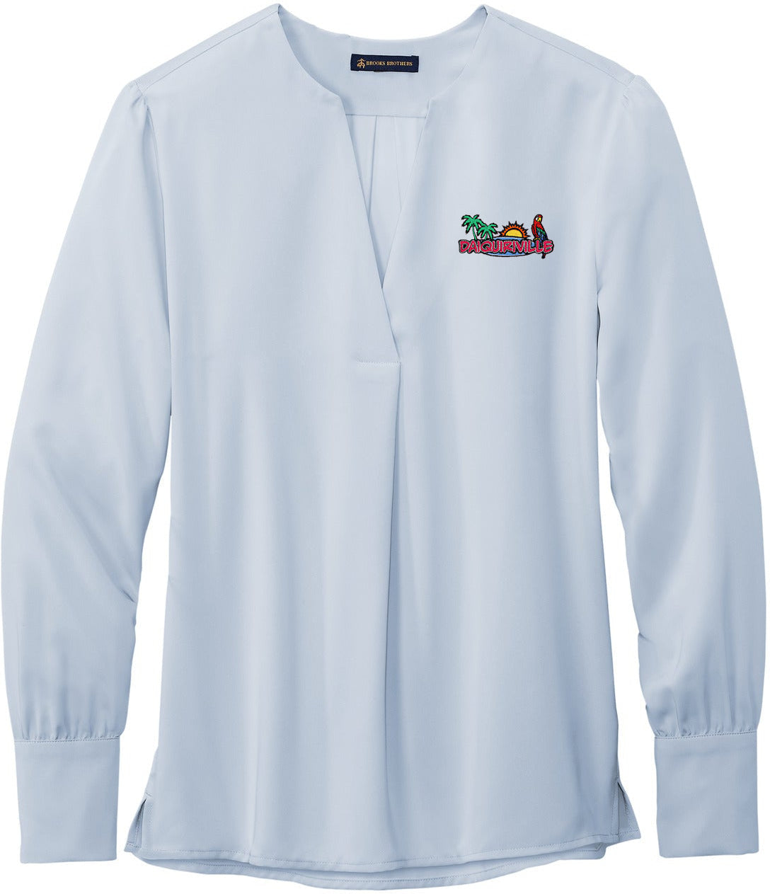 no-logo Brooks Brothers Ladies Open-Neck Satin Blouse-Regular-Brooks Brothers-Thread Logic