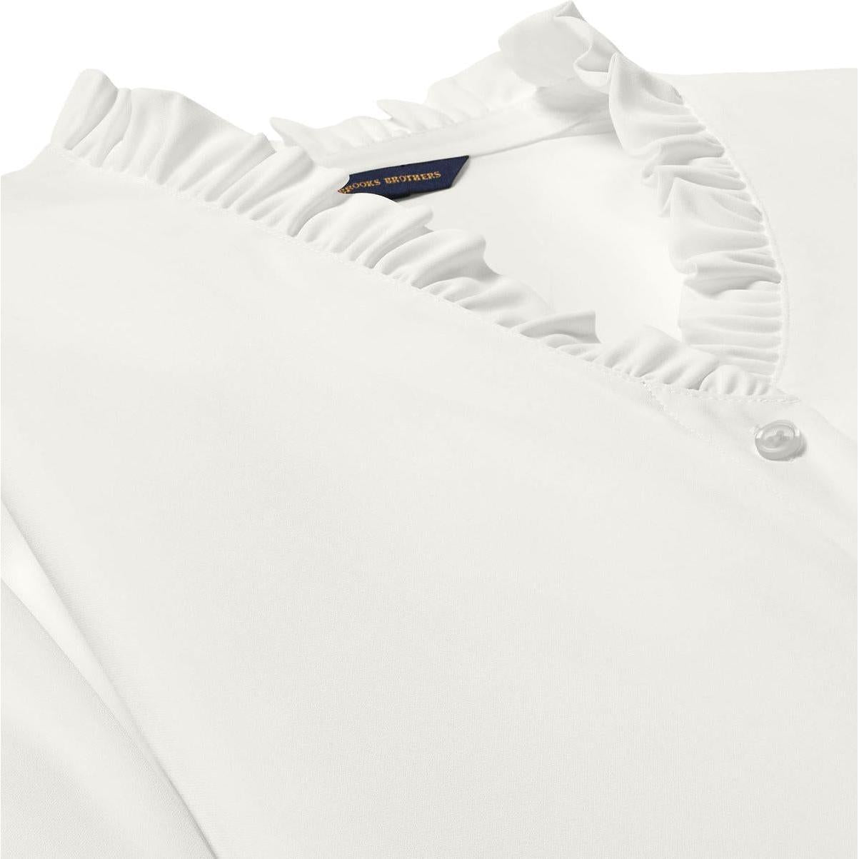 Brooks Brothers Women's Long Sleeve Ruffle Collar Blouse
