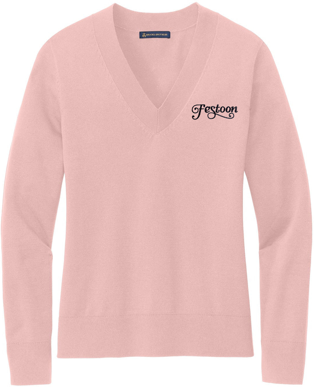 no-logo Brooks Brothers Ladies Cotton Stretch V-Neck Sweater-Regular-Brooks Brothers-Thread Logic