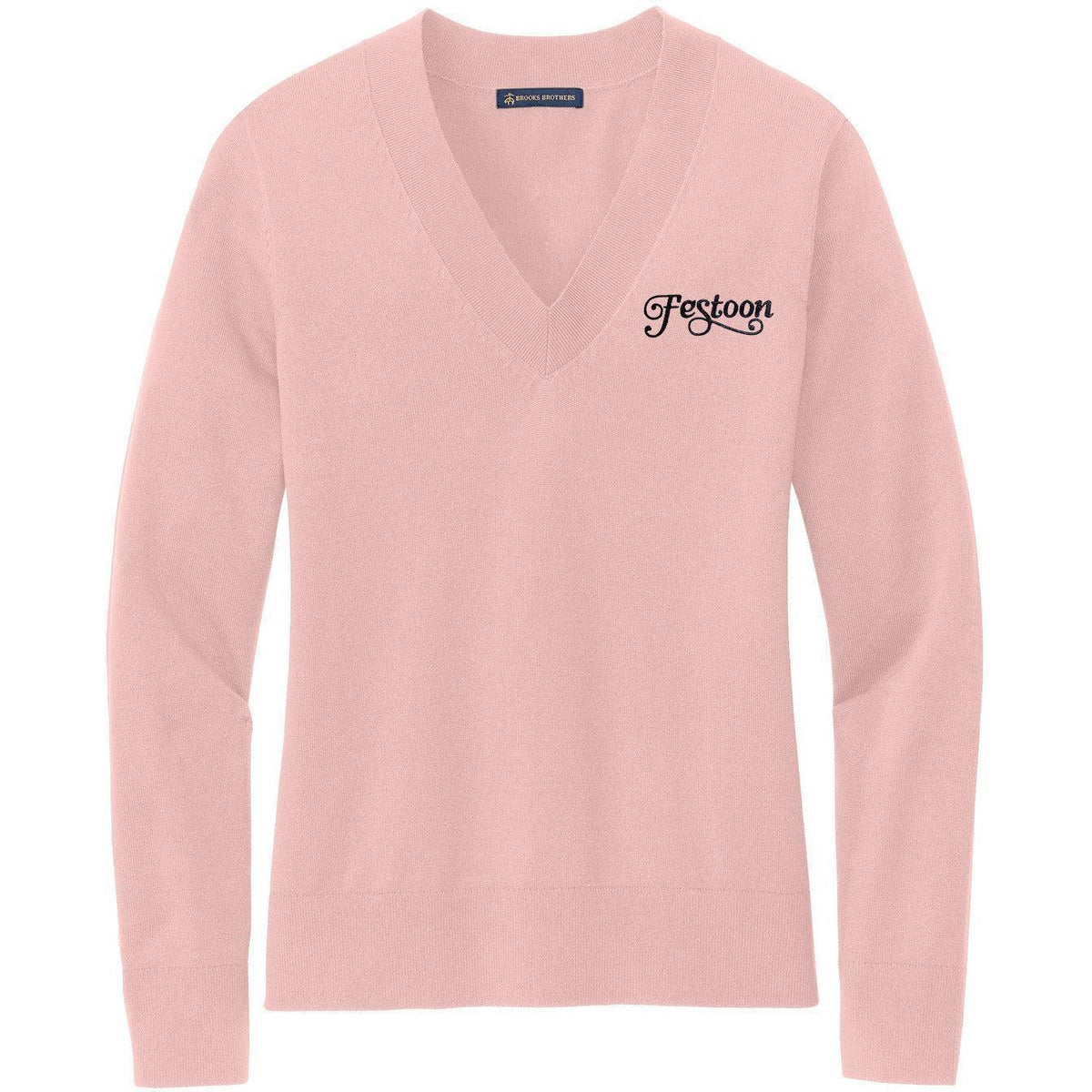 no-logo Brooks Brothers Ladies Cotton Stretch V-Neck Sweater-Regular-Brooks Brothers-Thread Logic