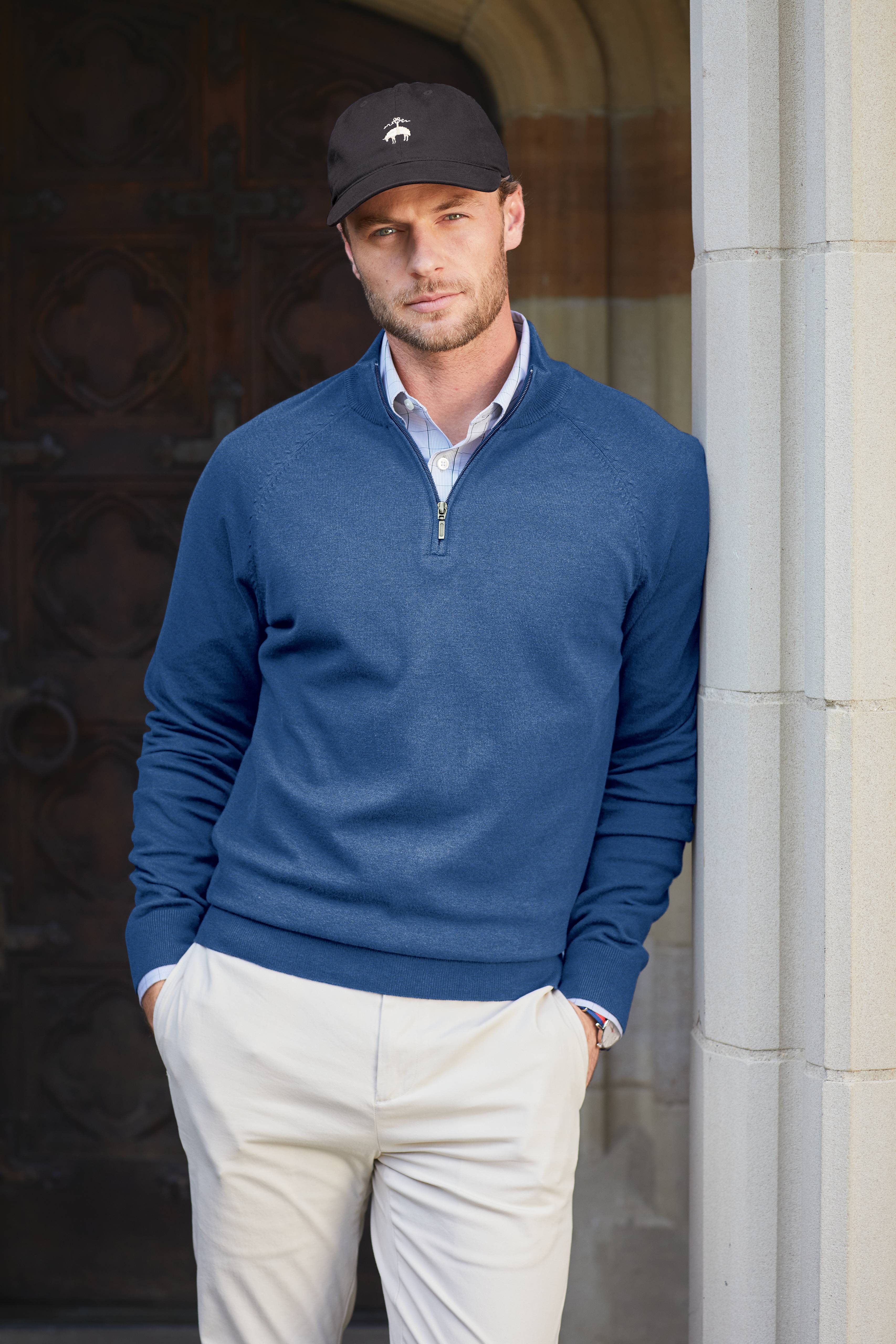 Brooks Brothers Cotton Stretch 1/4-Zip Sweater With Custom
