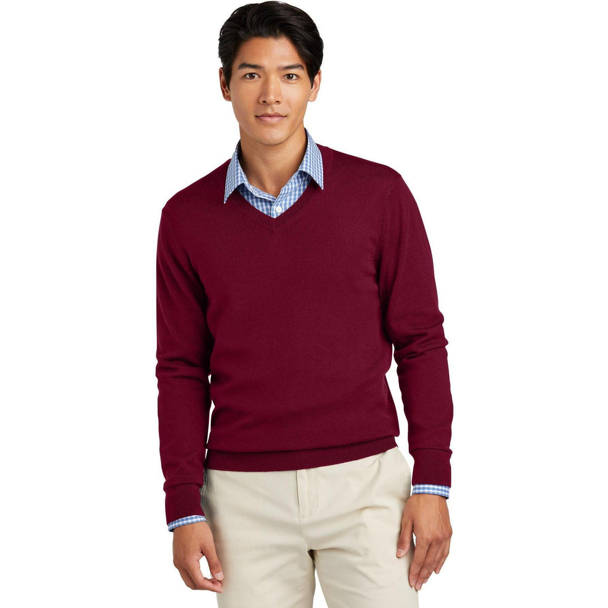 no-logo Brooks Brothers Washable Merino V-Neck Sweater-Brooks Brothers-Thread Logic