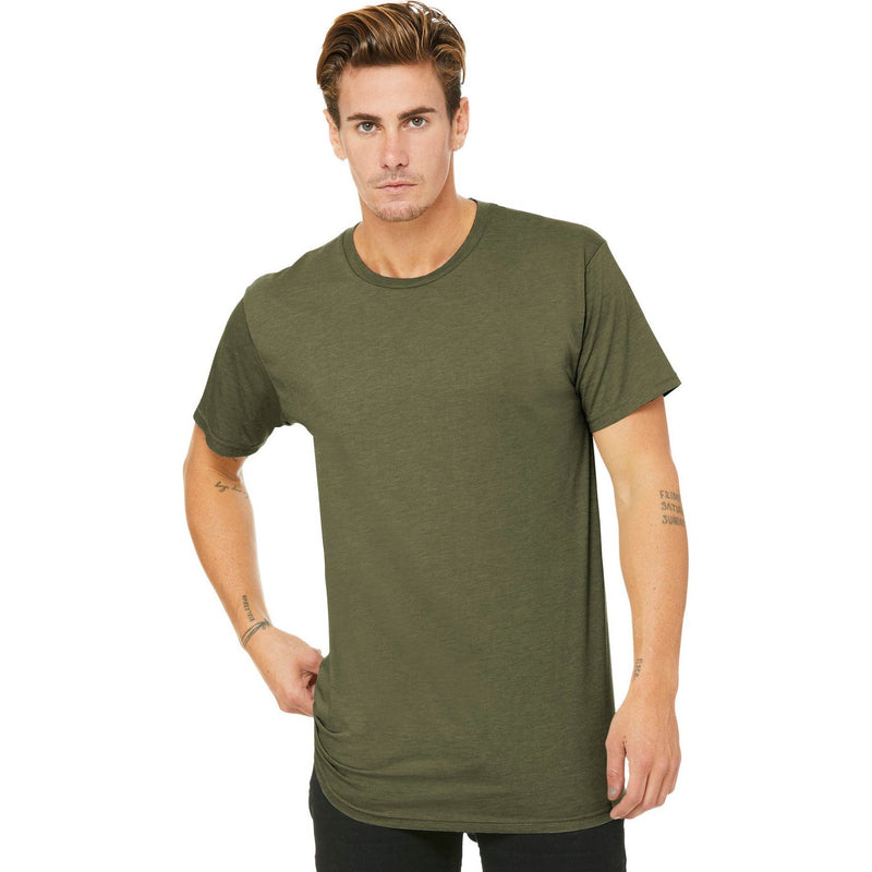 no-logo CLOSEOUT - BELLA+CANVAS Men's Long Body Urban Tee-Bella&Canvas-Heather Olive-S-Thread Logic