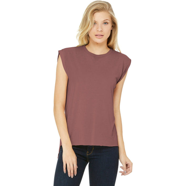 no-logo CLOSEOUT - BELLA+CANVAS Women's Flowy Muscle Tee With Rolled Cuffs-Bella&Canvas-Mauve-S-Thread Logic