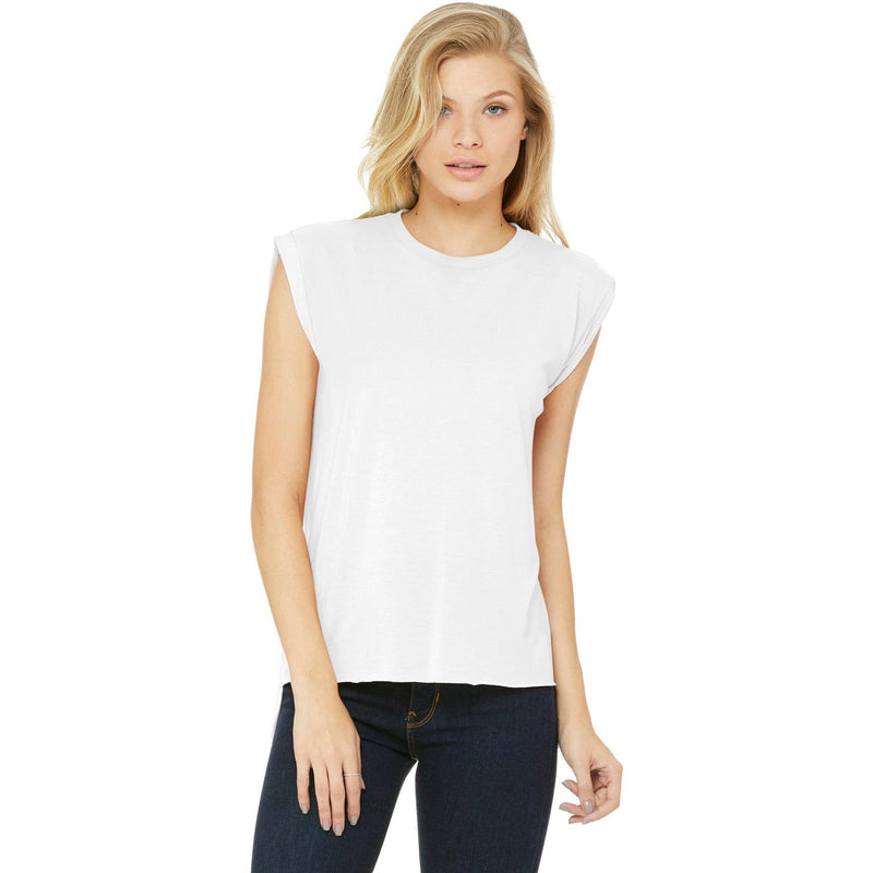 no-logo CLOSEOUT - BELLA+CANVAS Women's Flowy Muscle Tee With Rolled Cuffs-Bella&Canvas-White-2XL-Thread Logic