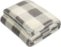 no-logo Port Authority Double-Sided Sherpa/Plush Blanket-Port Authority-Grey/ Marshmallow Buffalo Plaid-OSFA-Thread Logic