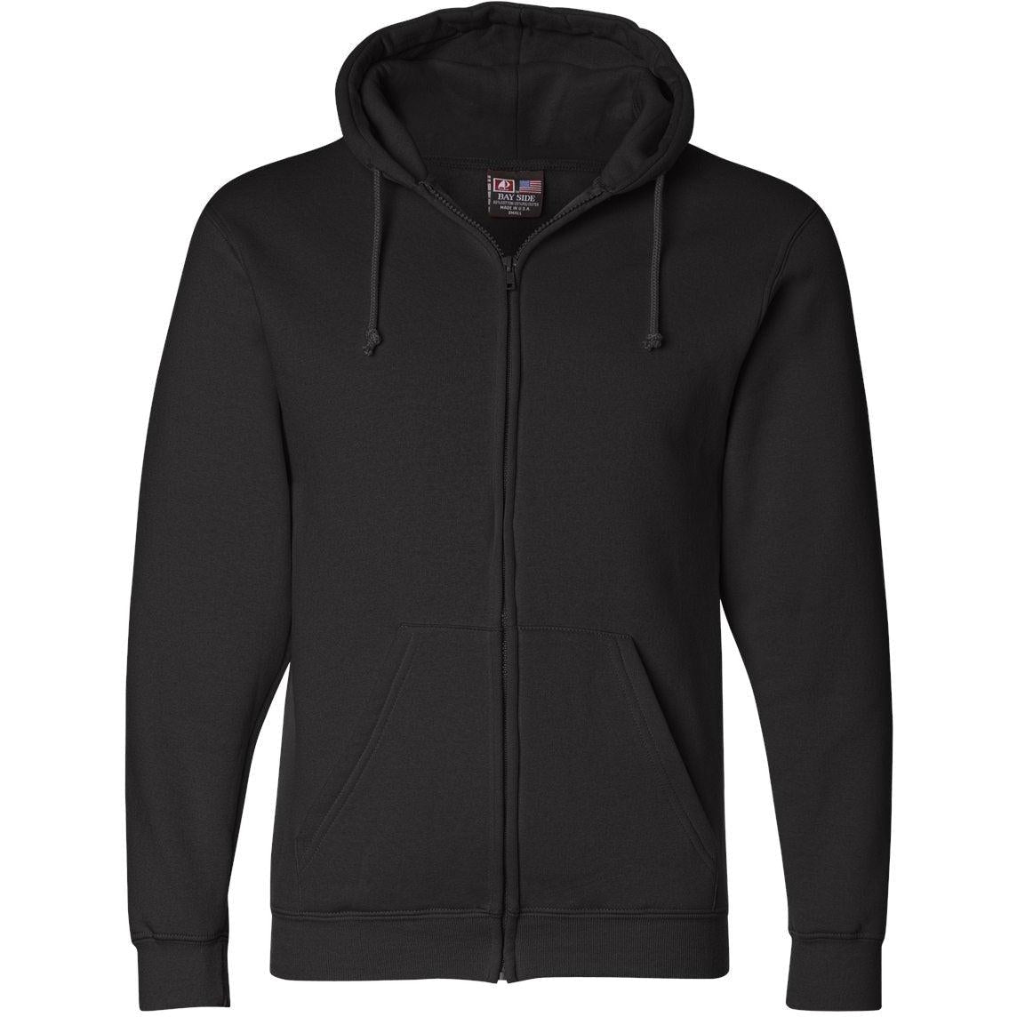no-logo Bayside USA-Made FullZip Hooded Sweatshirt-Full Zips-Bayside-Black-S-Thread Logic