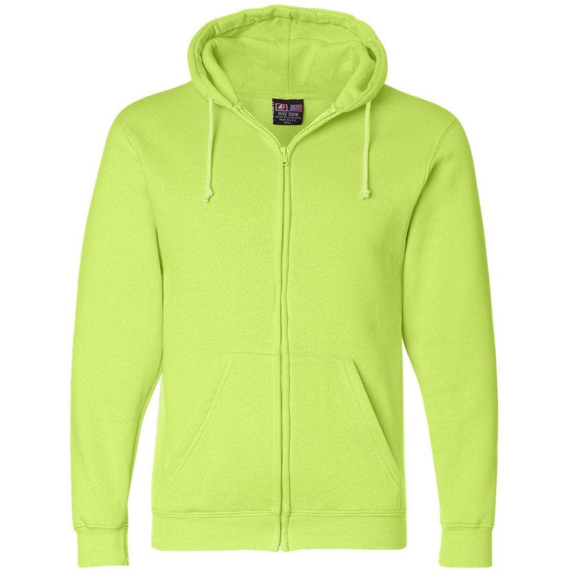 no-logo Bayside USA-Made FullZip Hooded Sweatshirt-Full Zips-Bayside-Lime Green-S-Thread Logic
