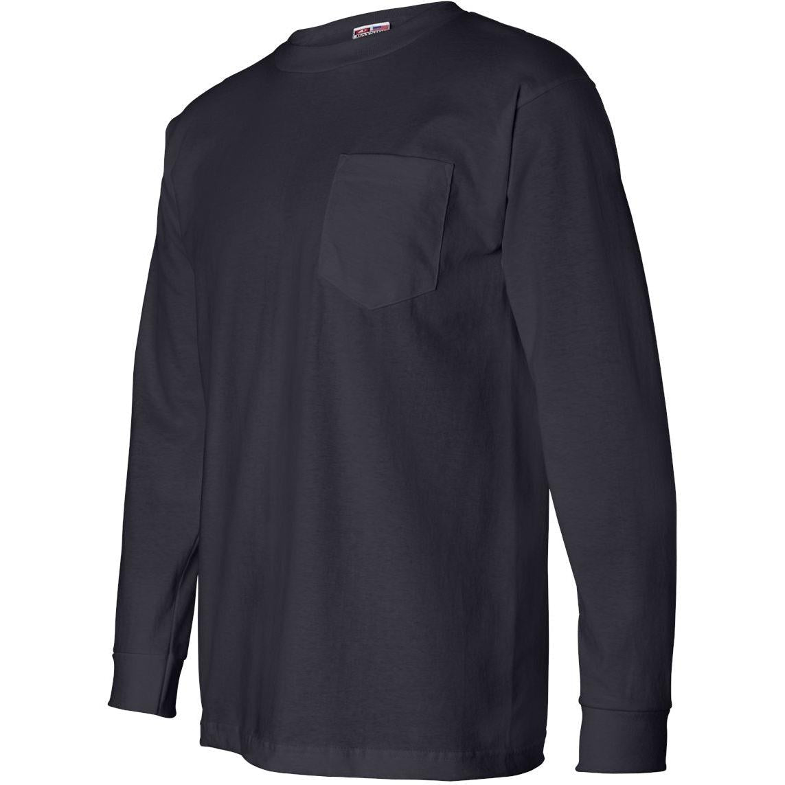 no-logo Bayside USA-Made Long Sleeve TShirt with a Pocket-Men's T Shirts-Bayside-Thread Logic