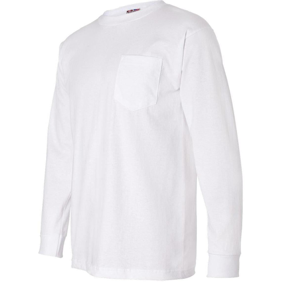 no-logo Bayside USA-Made Long Sleeve TShirt with a Pocket-Men's T Shirts-Bayside-Thread Logic