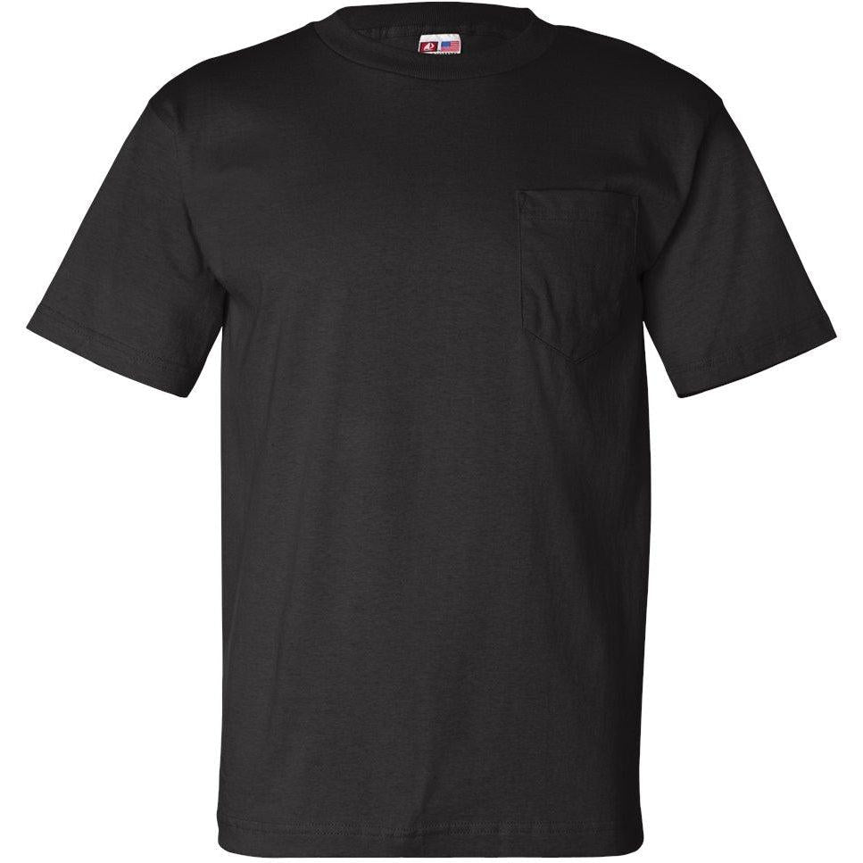no-logo Bayside USA-Made Short Sleeve TShirt with a Pocket-Polos-Bayside-Black-S-Thread Logic