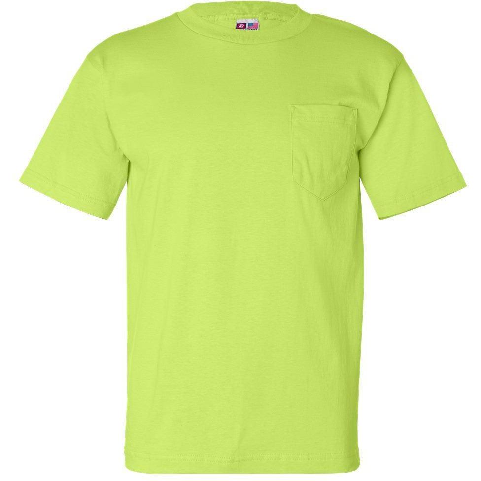 no-logo Bayside USA-Made Short Sleeve TShirt with a Pocket-Polos-Bayside-Lime Green-S-Thread Logic