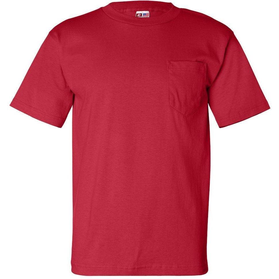 no-logo Bayside USA-Made Short Sleeve TShirt with a Pocket-Polos-Bayside-Red-S-Thread Logic
