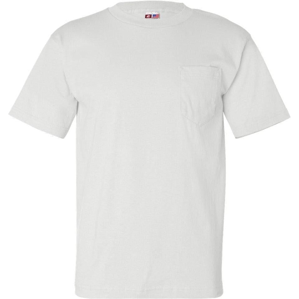 no-logo Bayside USA-Made Short Sleeve TShirt with a Pocket-Polos-Bayside-White-S-Thread Logic