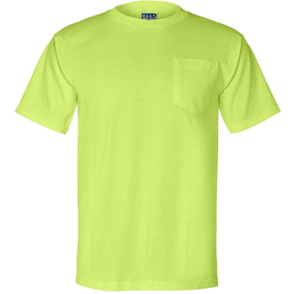 no-logo Bayside Union-Made Short Sleeve TShirt with a Pocket-Polos-Bayside-Lime Green-S-Thread Logic