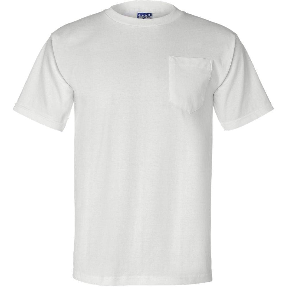 no-logo Bayside Union-Made Short Sleeve TShirt with a Pocket-Polos-Bayside-White-S-Thread Logic